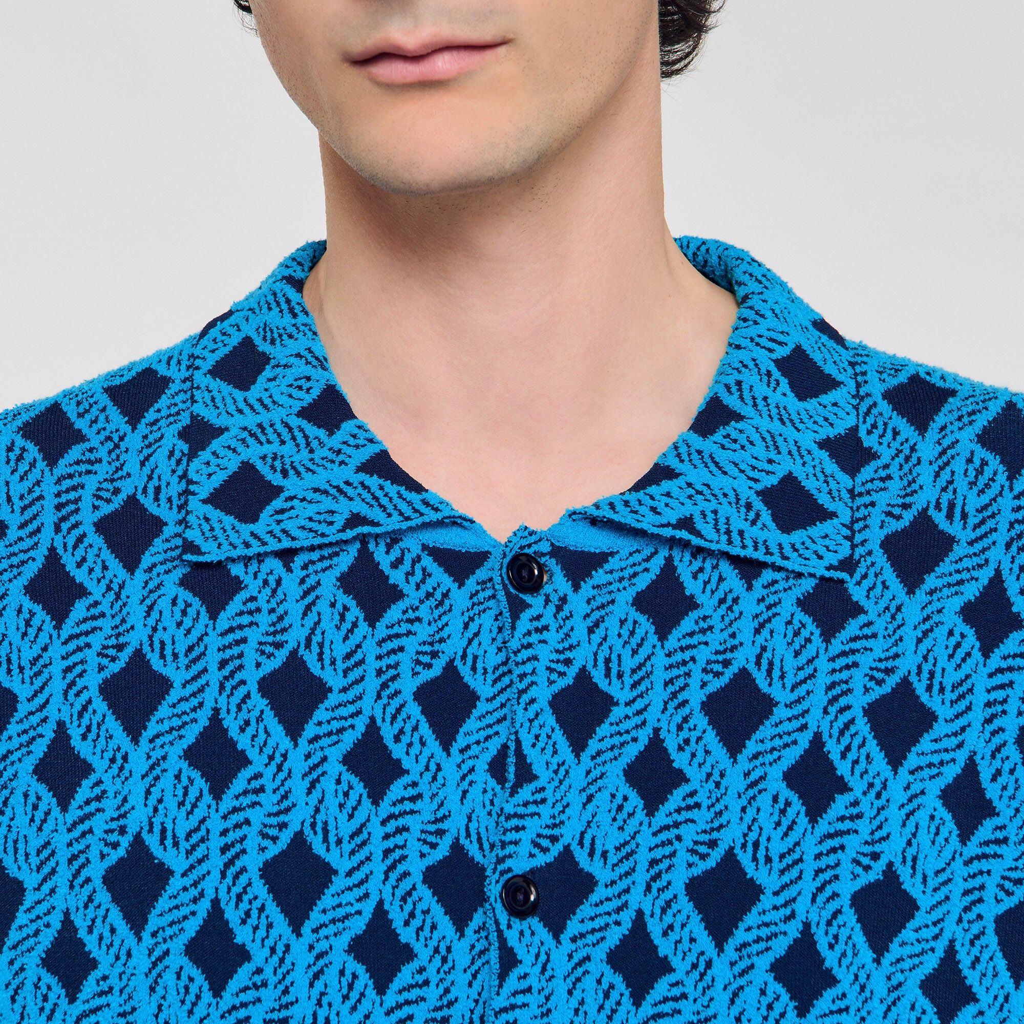 Sandro / Rope jacquard cardigan shirt Turquoise