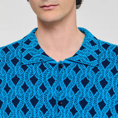 Sandro / Rope jacquard cardigan shirt Turquoise