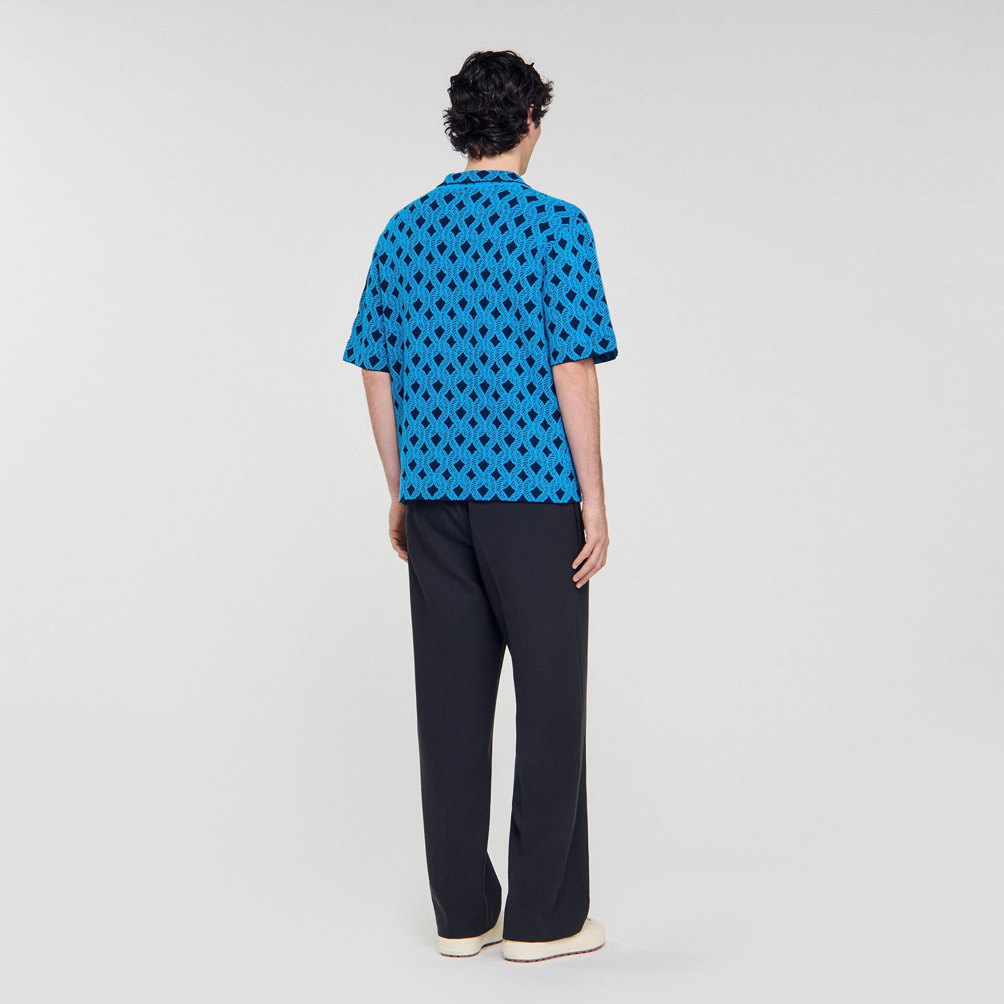 Sandro / Rope jacquard cardigan shirt Turquoise