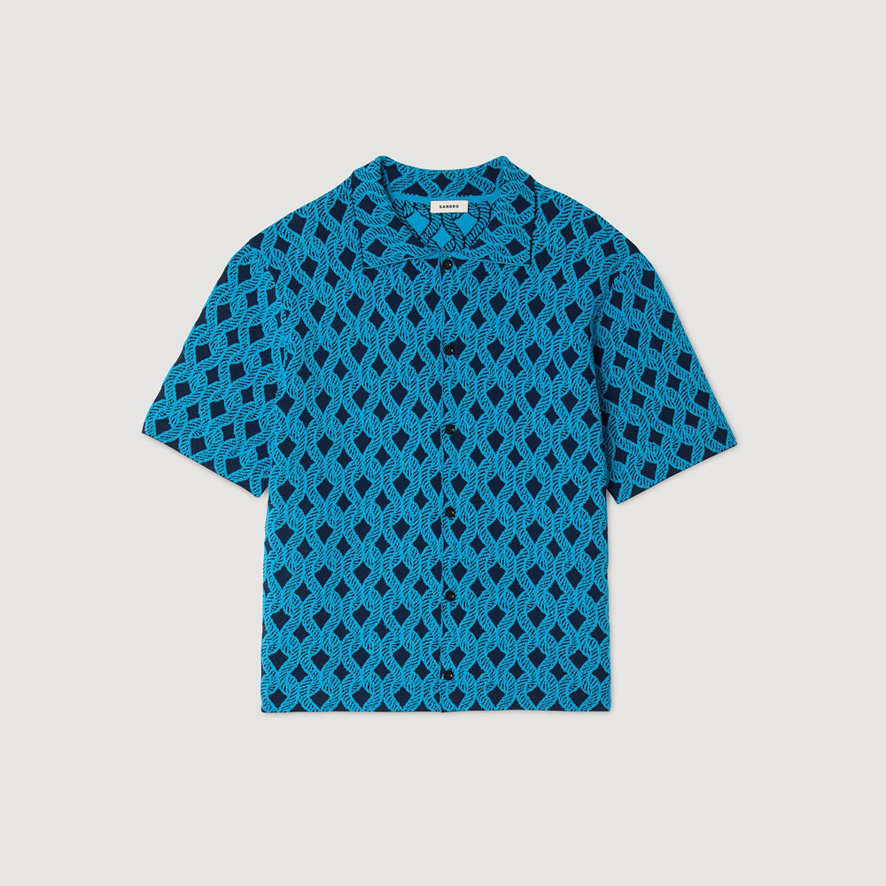 Sandro / Rope jacquard cardigan shirt Turquoise