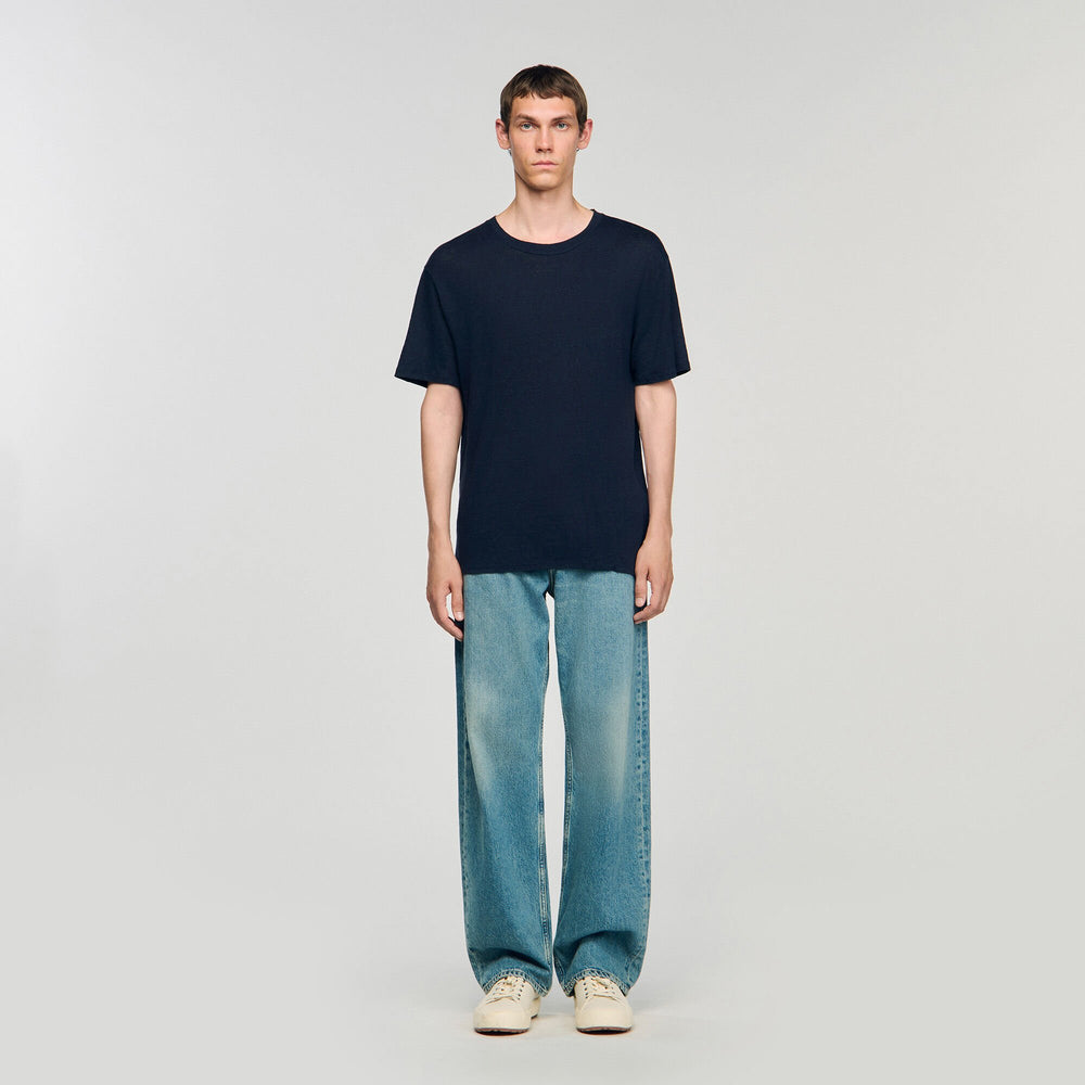 Sandro / Certified linen T-shirt Navy Blue