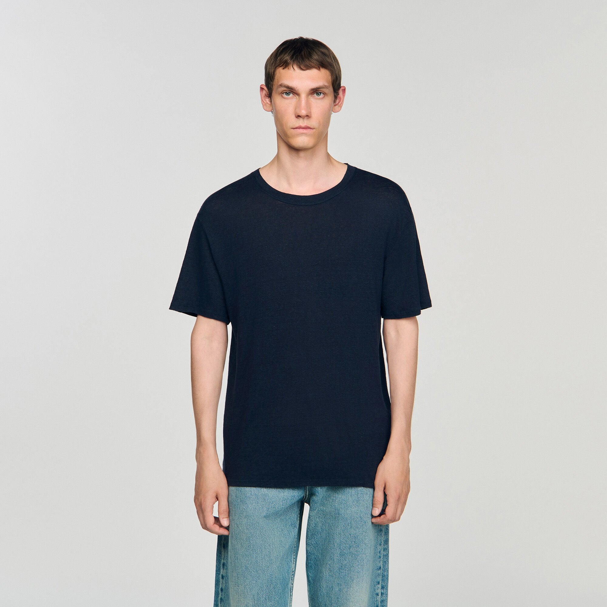 Sandro / Certified linen T-shirt Navy Blue