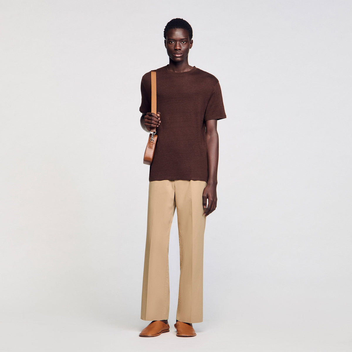 Sandro / Certified linen T-shirt Moka.