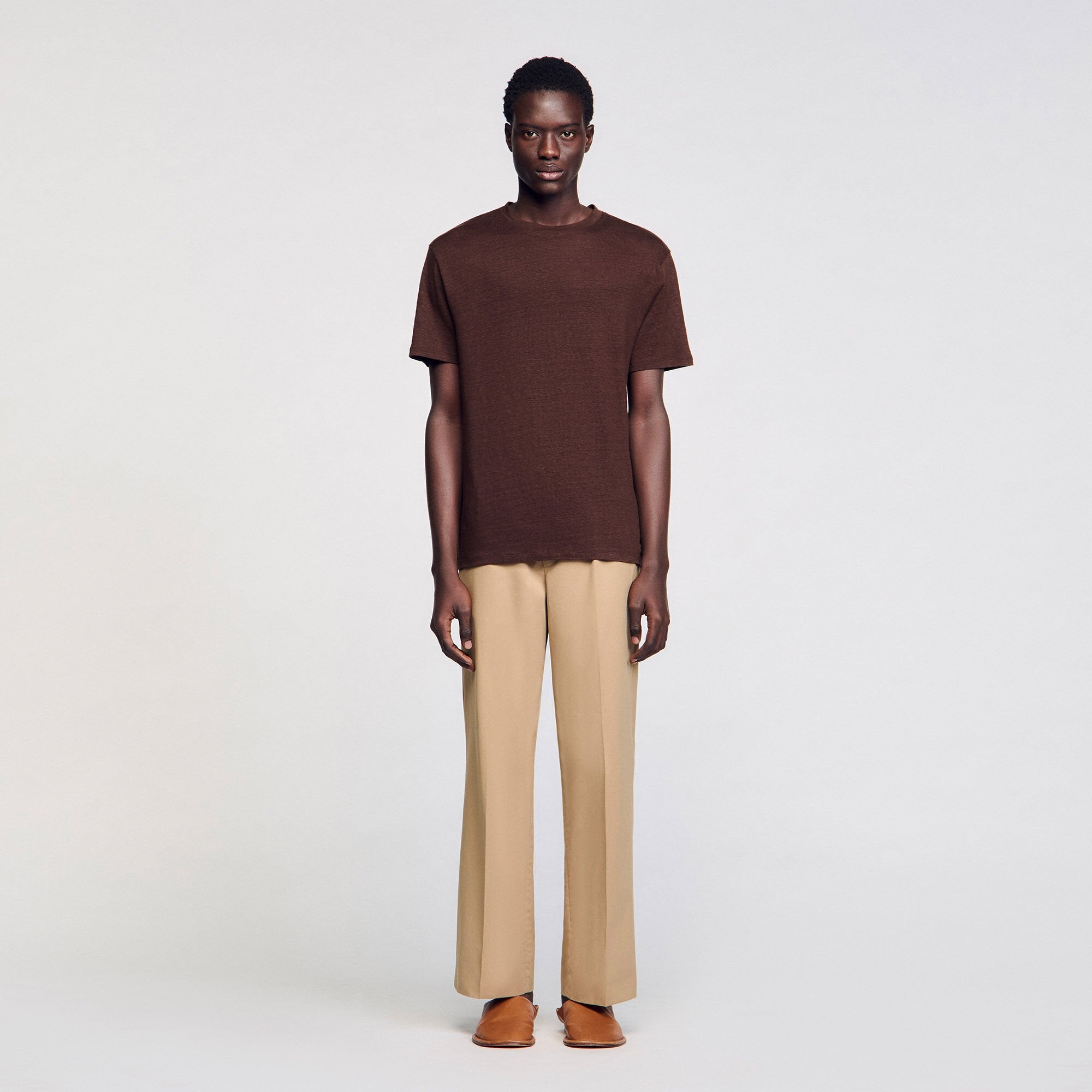 Sandro / Certified linen T-shirt Moka.