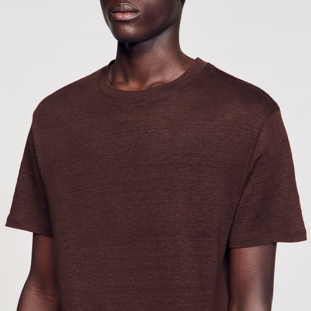 Sandro / Certified linen T-shirt Moka.
