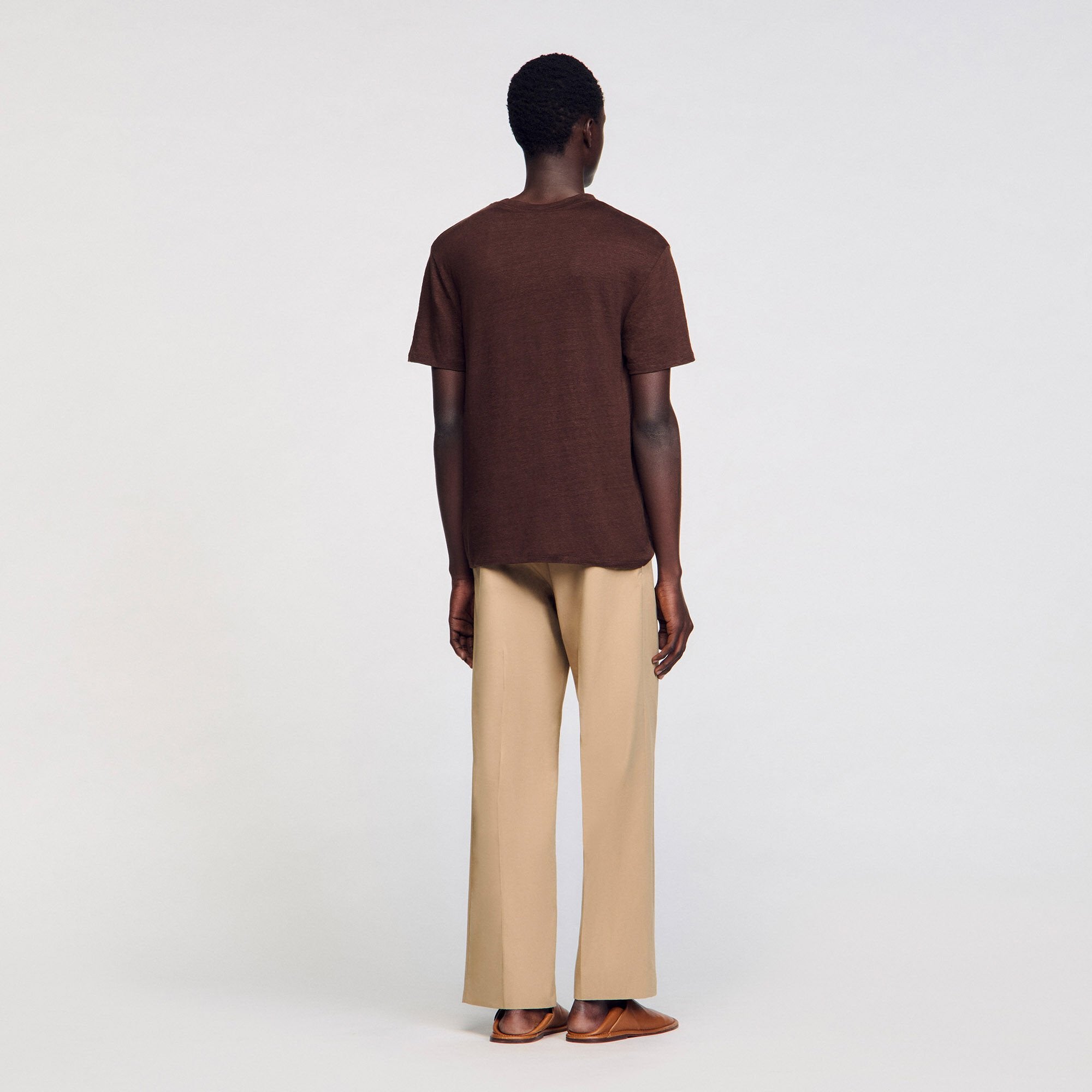 Sandro / Certified linen T-shirt Moka.