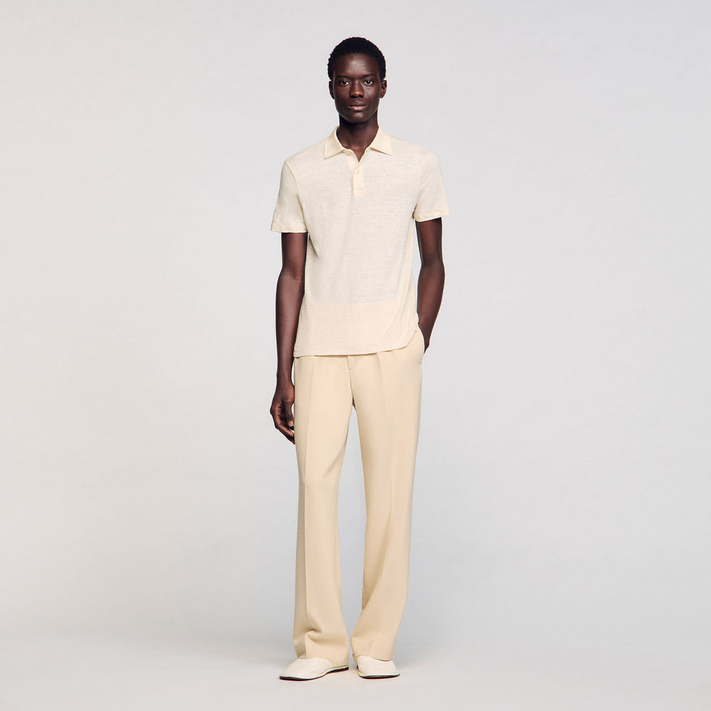 Sandro / Linen polo shirt Ivory.