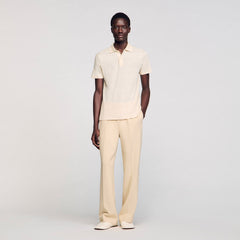 Sandro / Linen polo shirt Ivory.