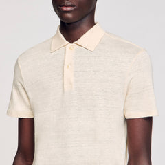 Sandro / Linen polo shirt Ivory.