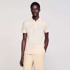 Sandro / Linen polo shirt Ivory.