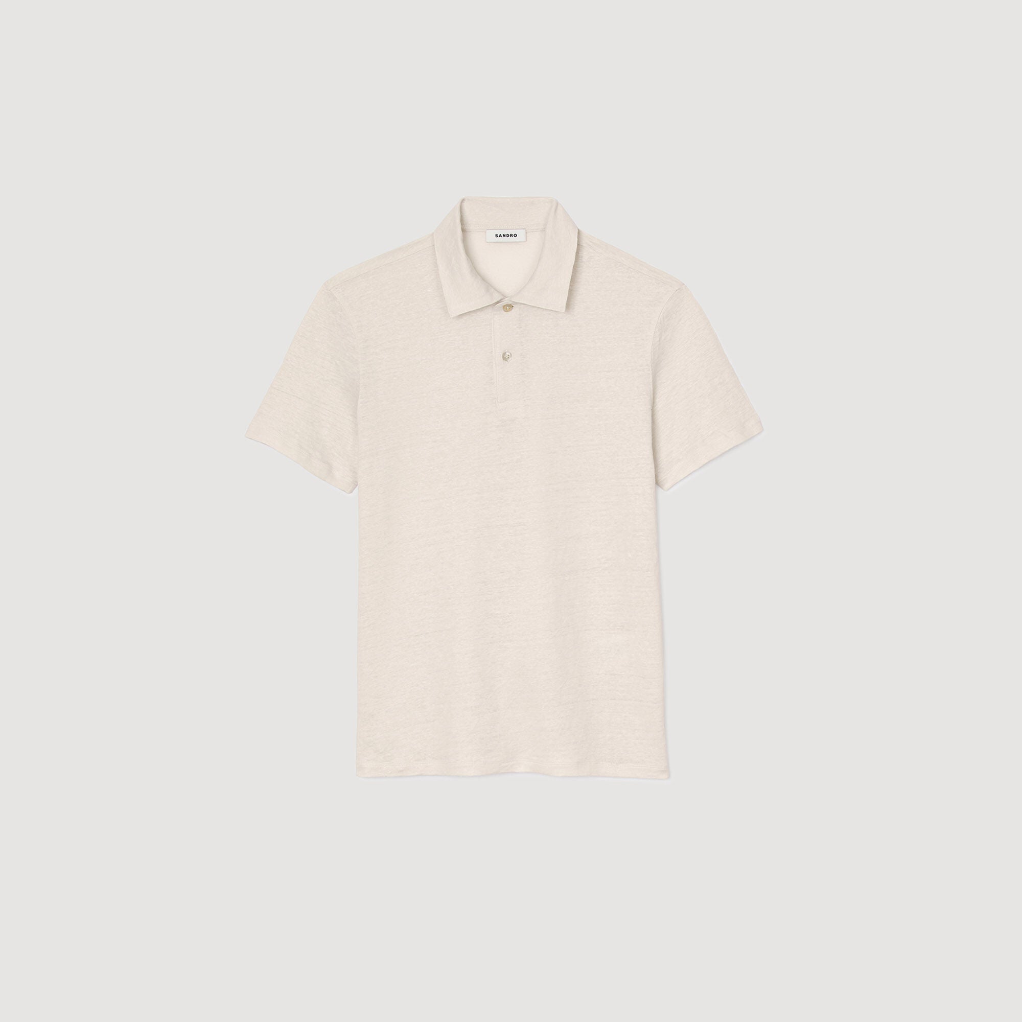 Sandro / Linen polo shirt Ivory.