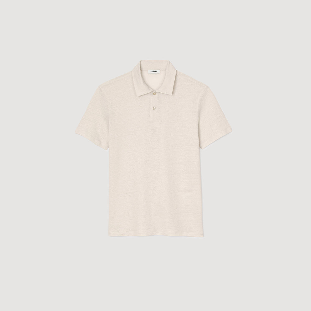 Sandro / Linen polo shirt Ivory.
