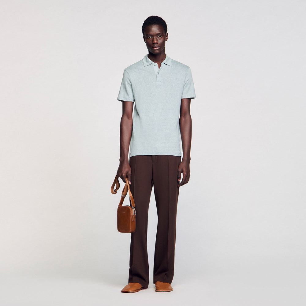 Sandro / Linen polo shirt Chambray
