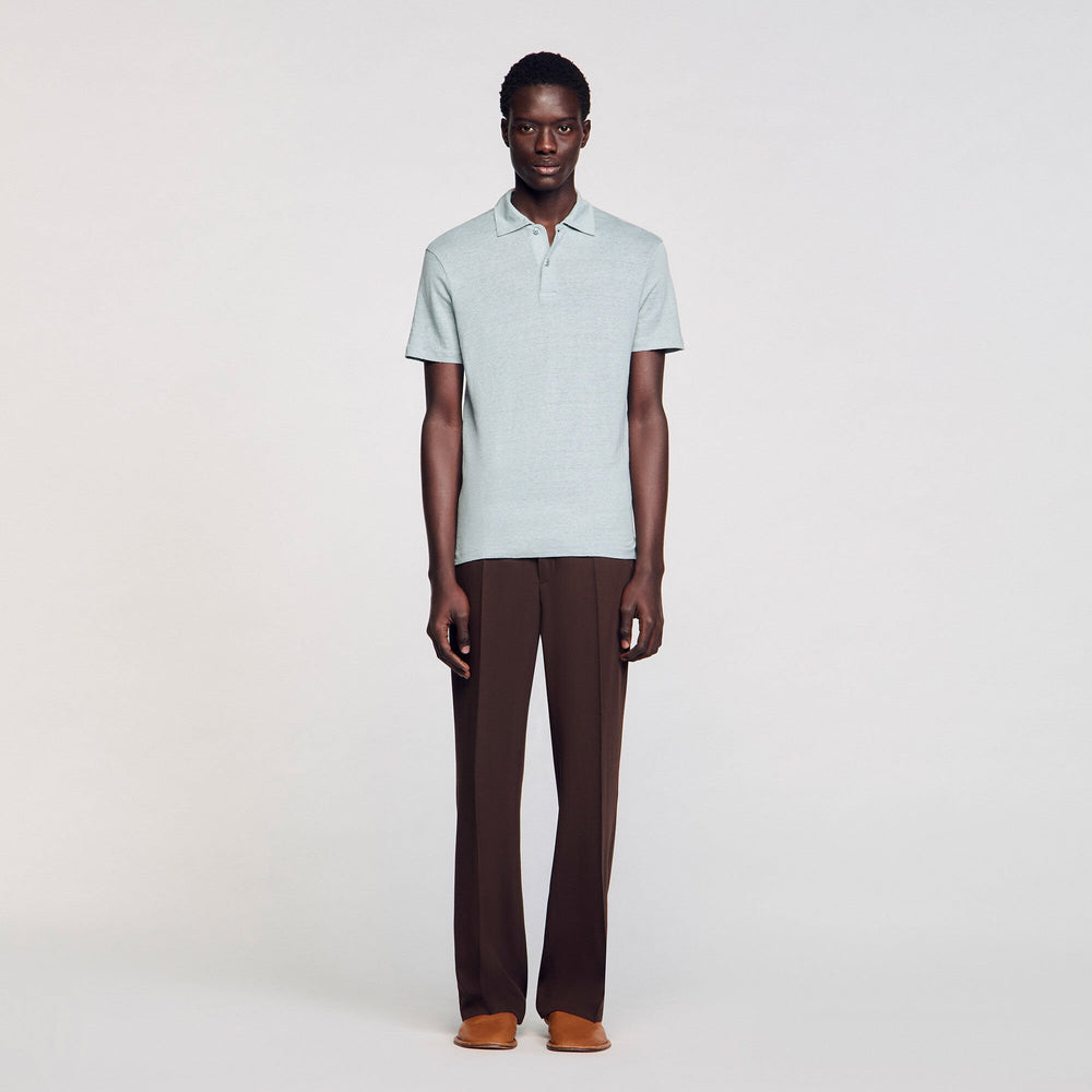 Sandro / Linen polo shirt Chambray