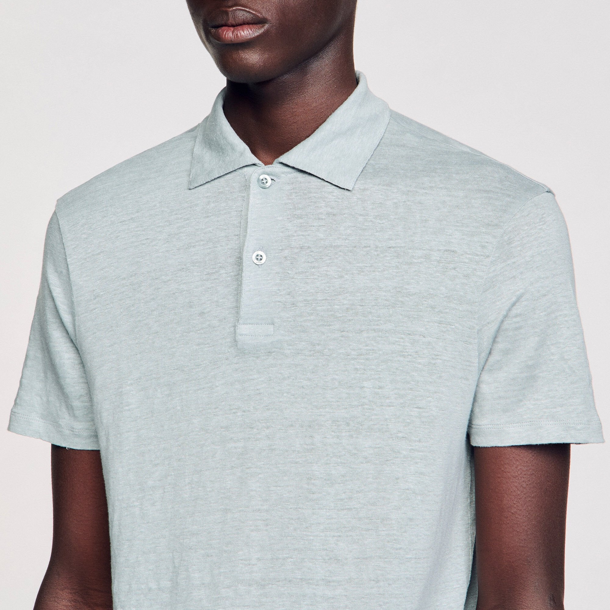 Sandro / Linen polo shirt Chambray