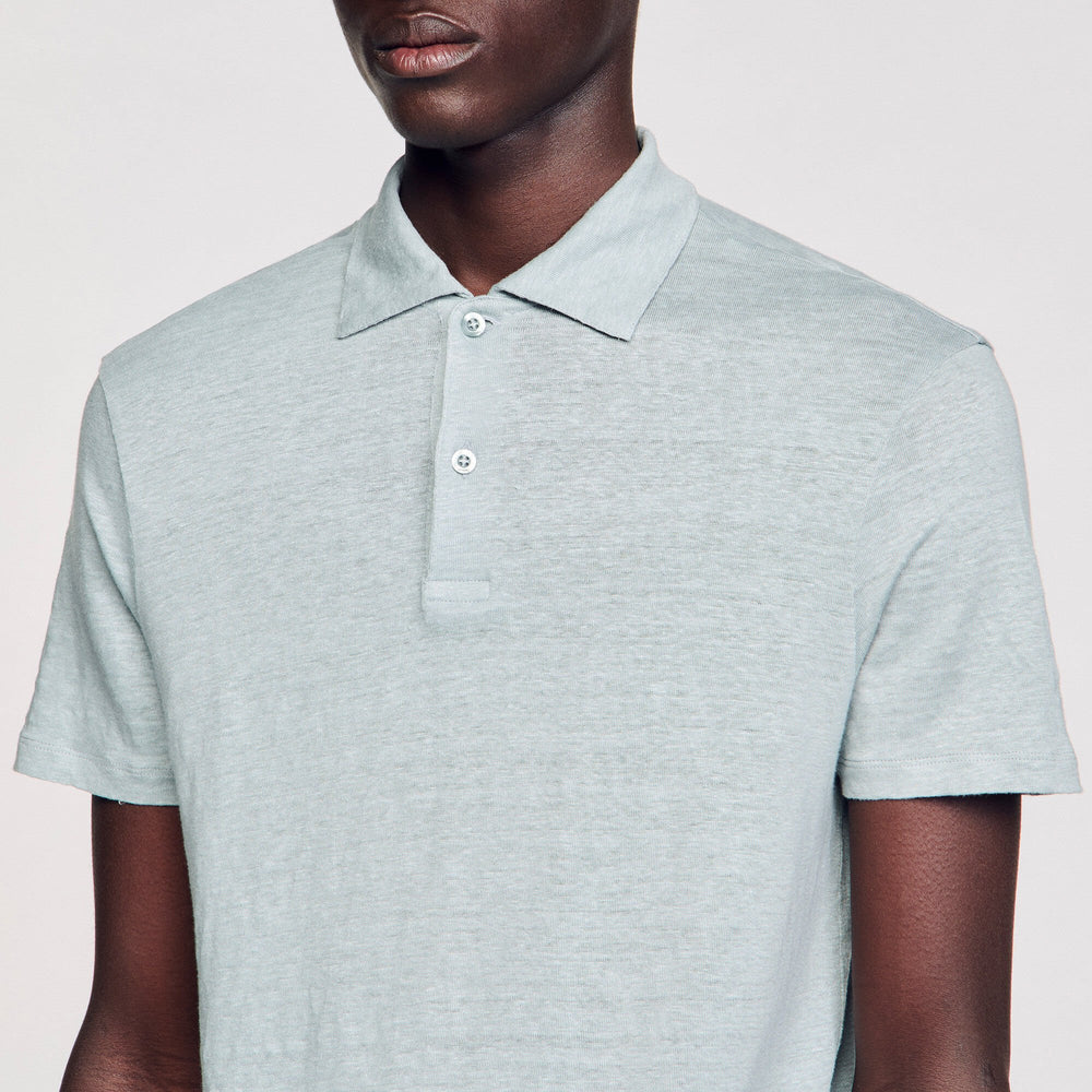 Sandro / Linen polo shirt Chambray