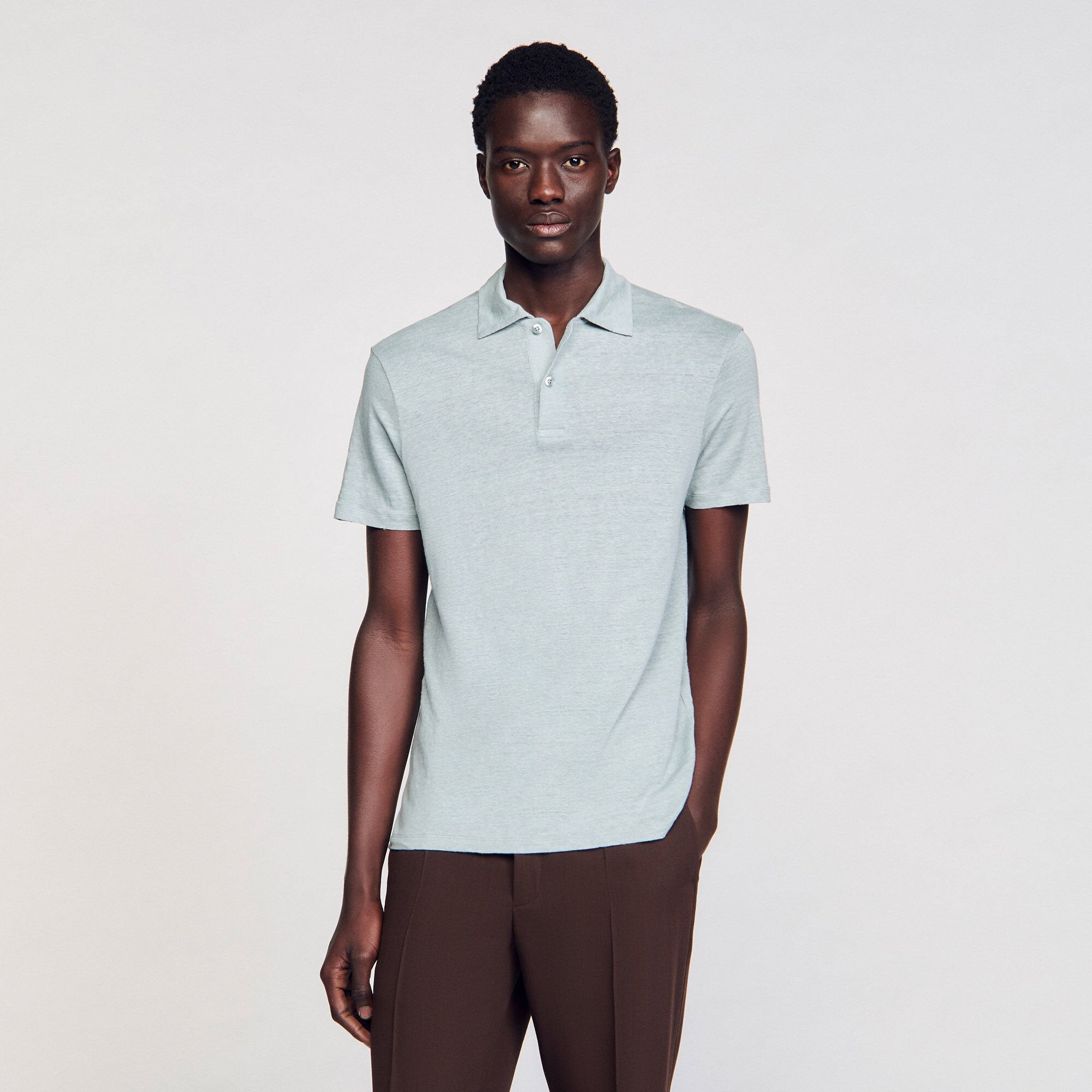 Sandro / Linen polo shirt Chambray