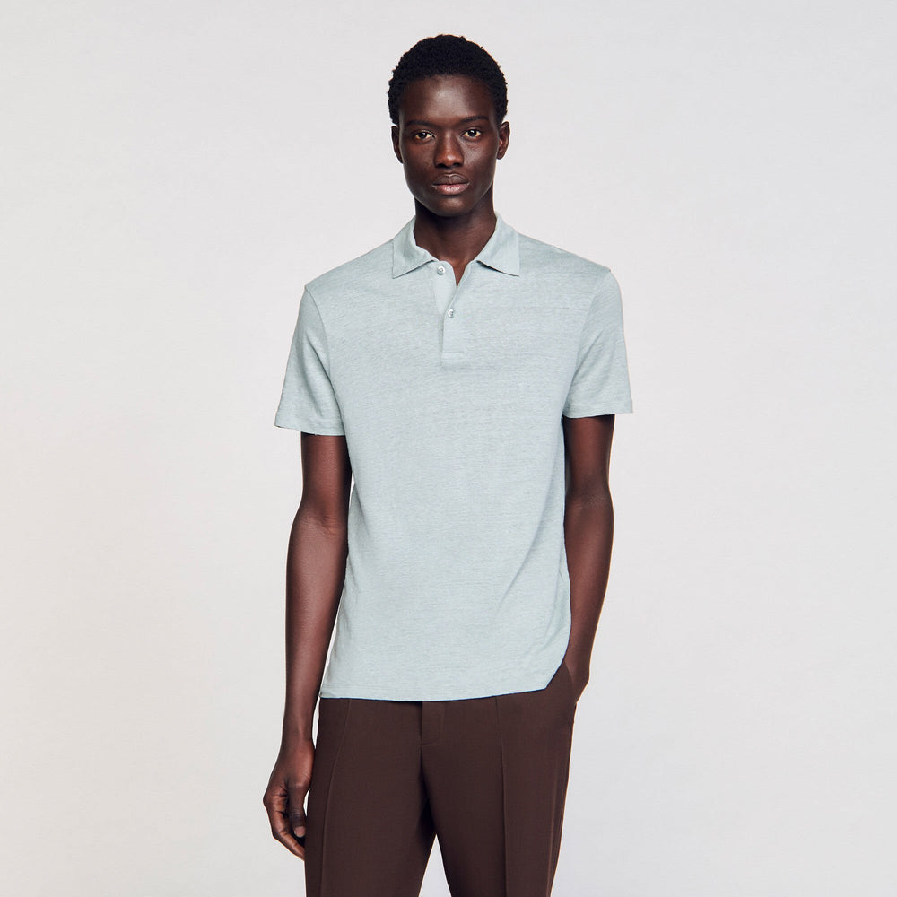 Sandro / Linen polo shirt Chambray