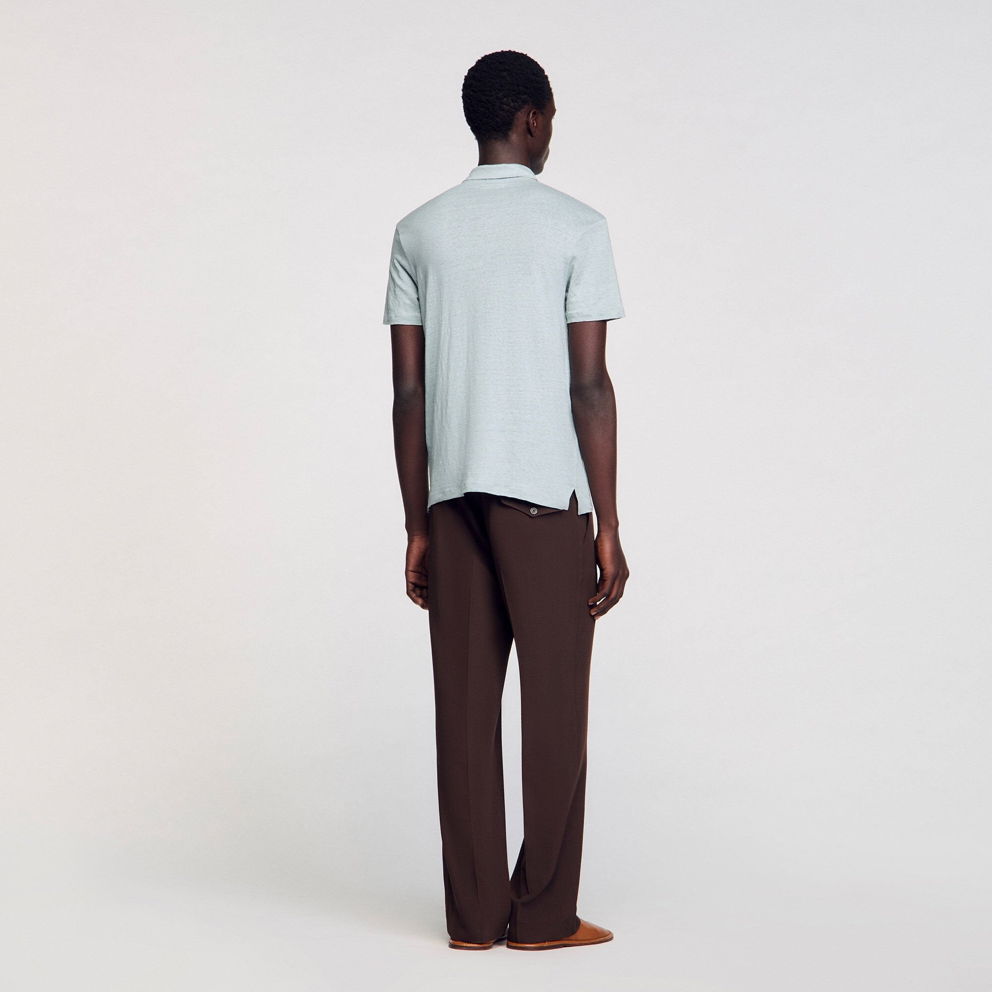 Sandro / Linen polo shirt Chambray