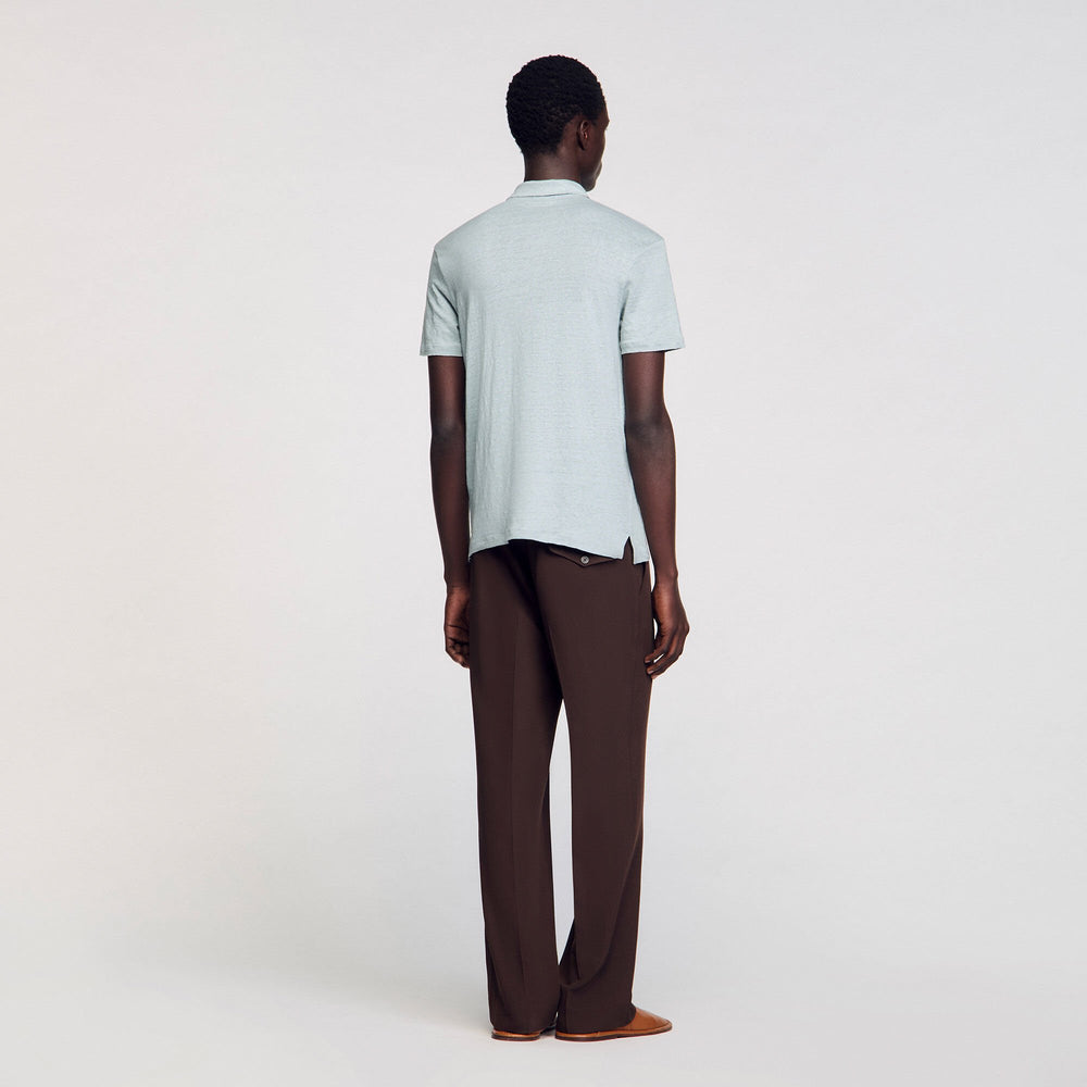Sandro / Linen polo shirt Chambray