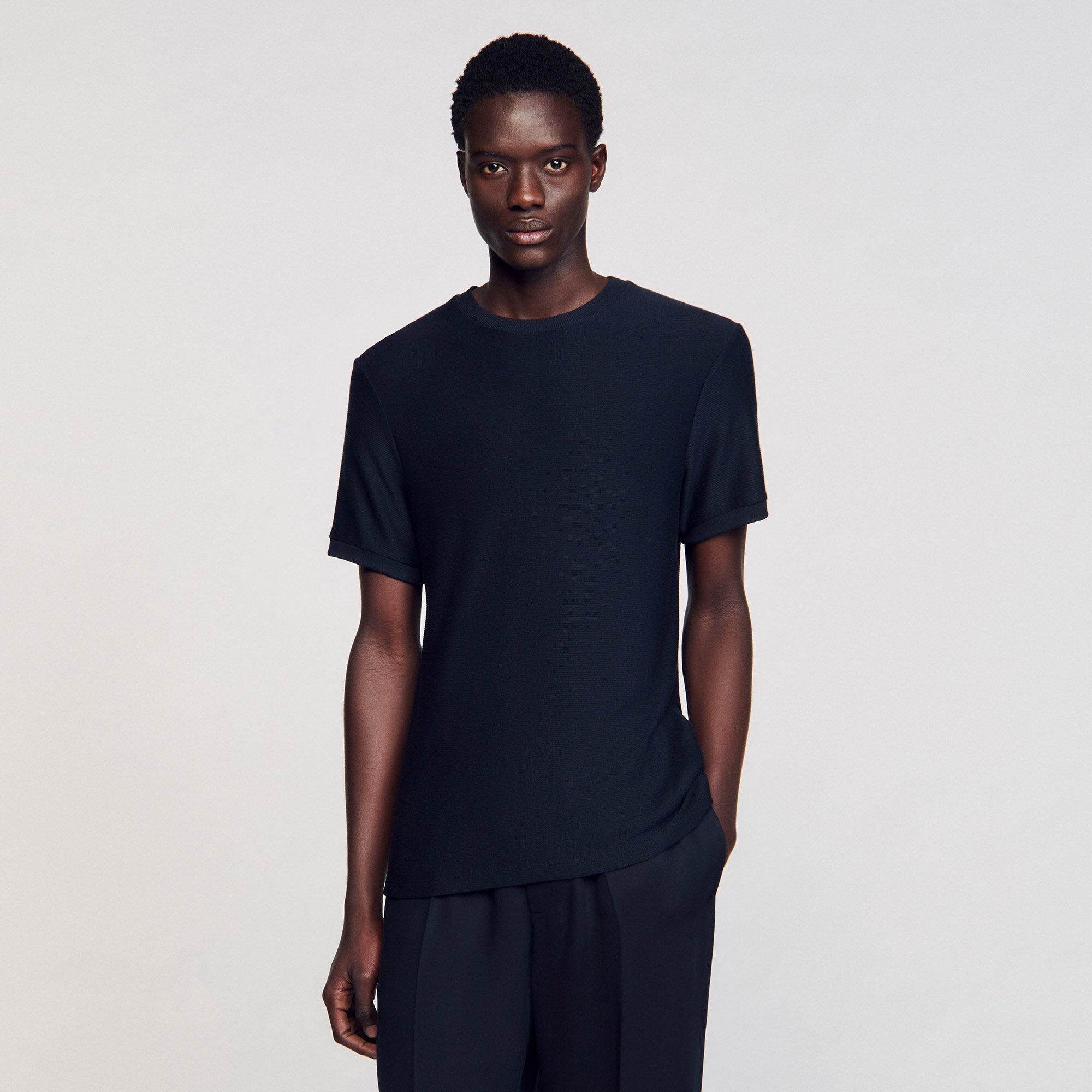 Sandro / Mock neck T-shirt Midnight Blue