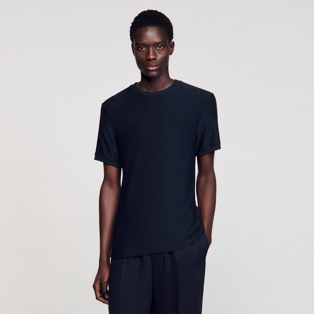 Sandro / Mock neck T-shirt Midnight Blue