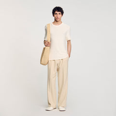 Sandro / Mock neck T-shirt Ivory.