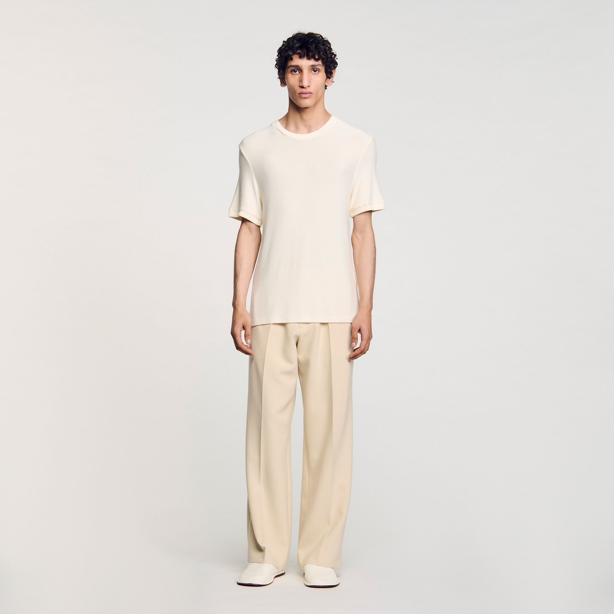 Sandro / Mock neck T-shirt Ivory.