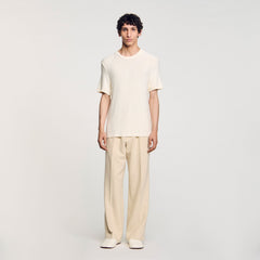 Sandro / Mock neck T-shirt Ivory.