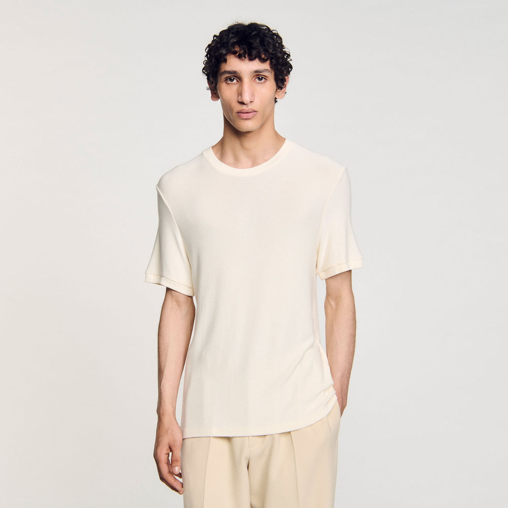 Sandro / Mock neck T-shirt Ivory.