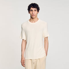 Sandro / Mock neck T-shirt Ivory.