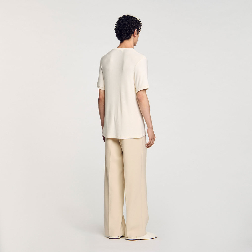 Sandro / Mock neck T-shirt Ivory.