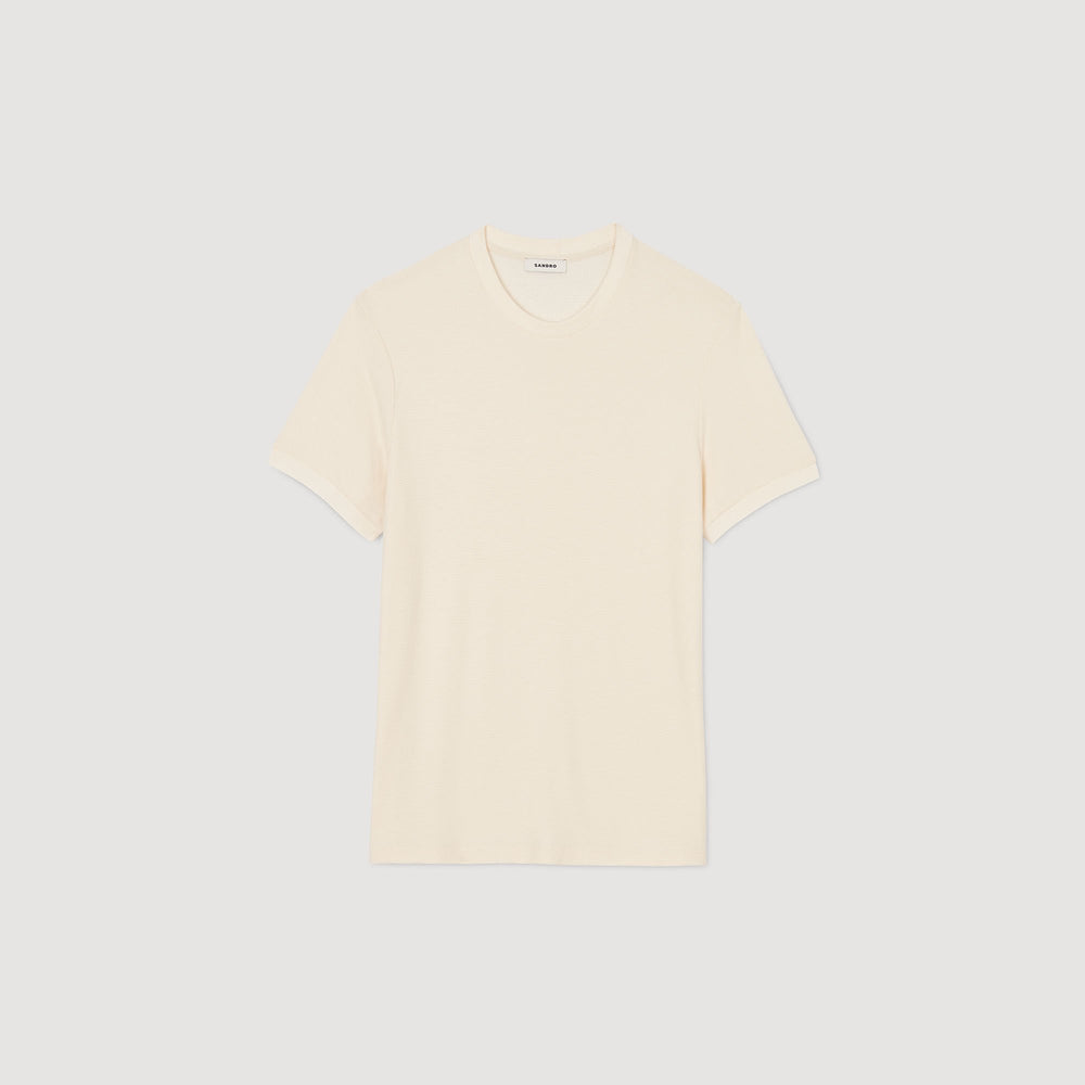 Sandro / Mock neck T-shirt Ivory.