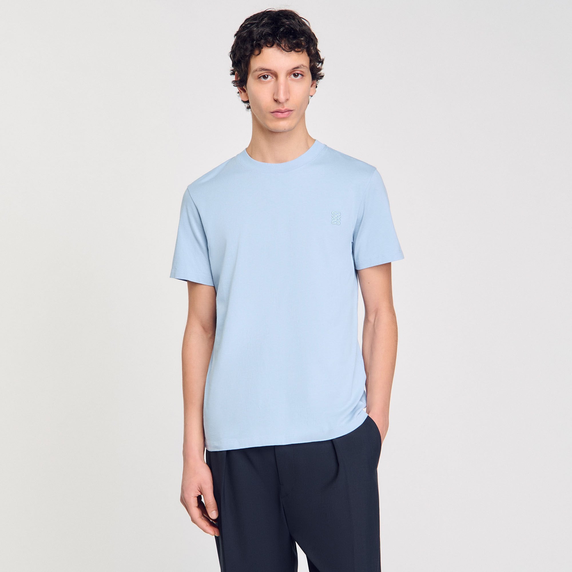 Sandro / Cotton T-shirt Blue Sky
