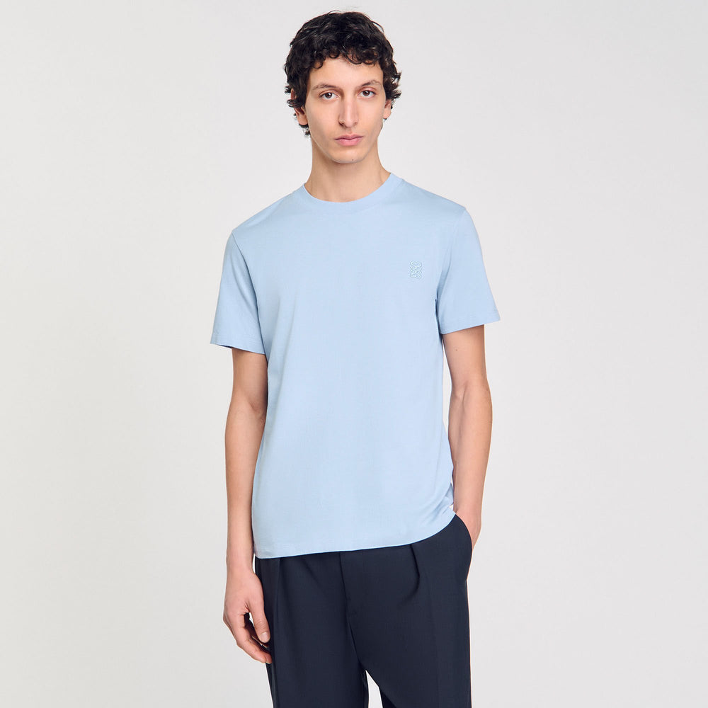 Sandro / Cotton T-shirt Blue Sky
