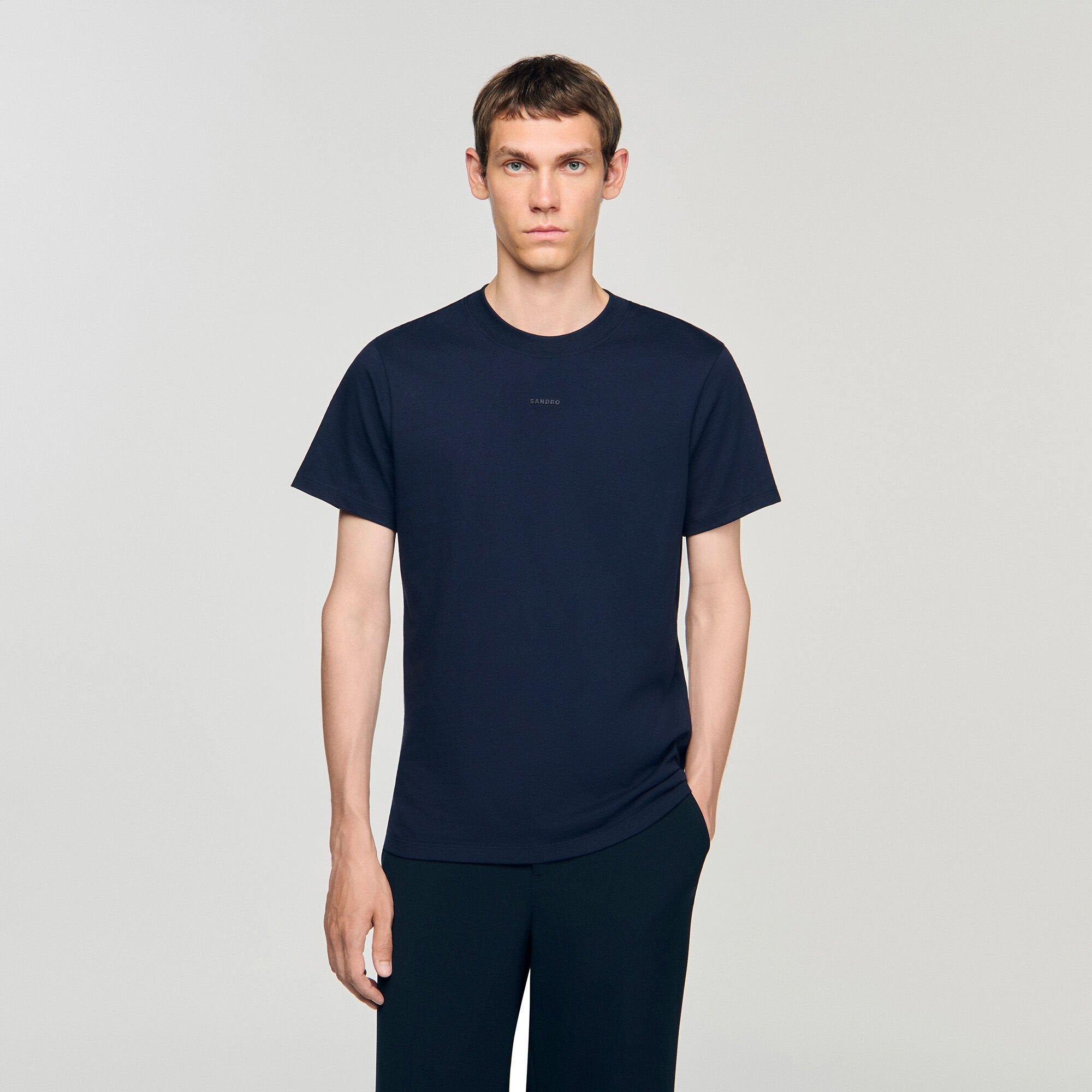 Sandro / Cotton T-shirt with logo Midnight Blue