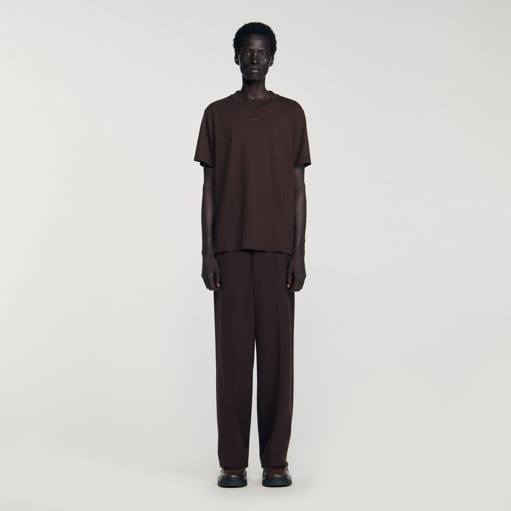 Sandro / Cotton T-shirt with logo Chocolate