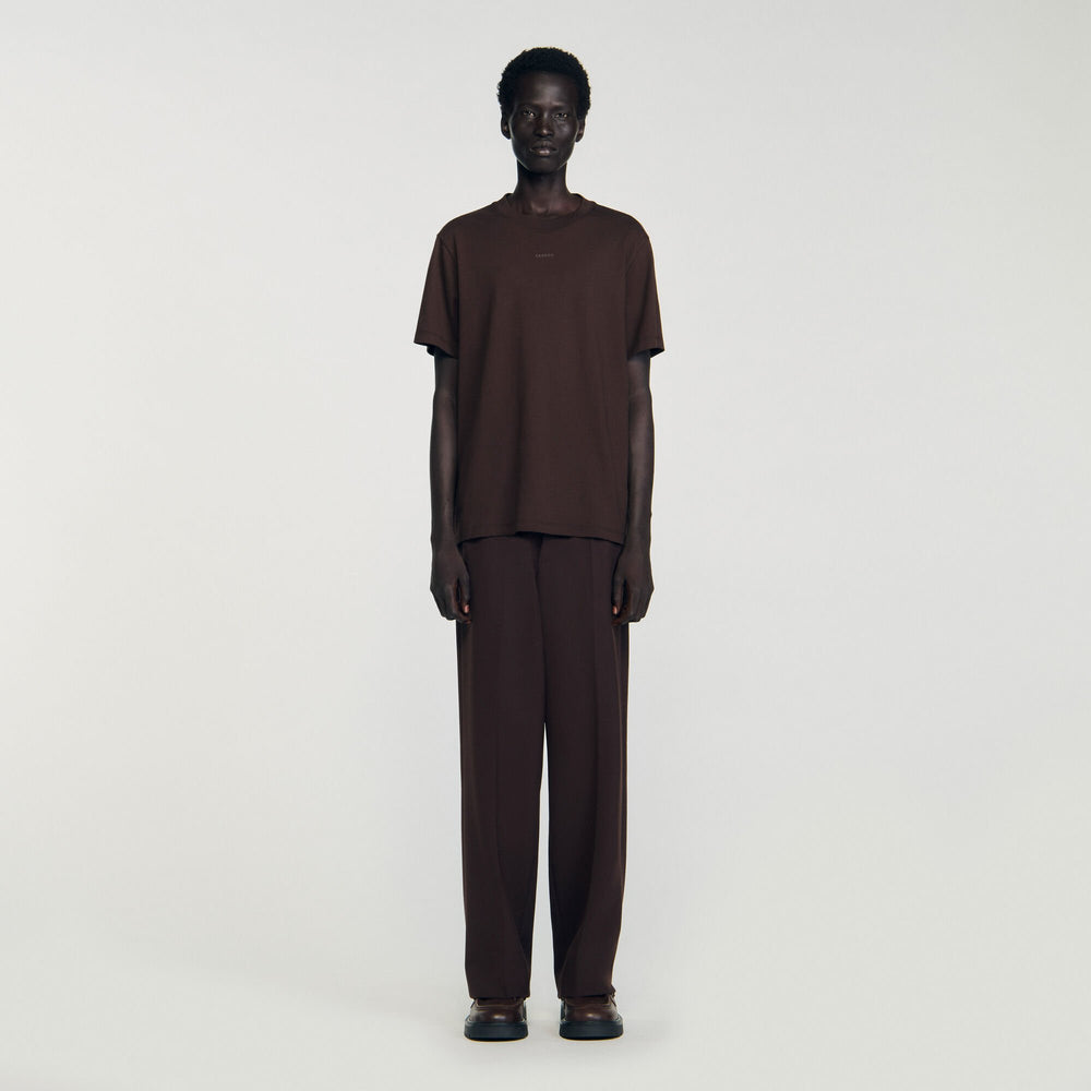 Sandro / Cotton T-shirt with logo Chocolate