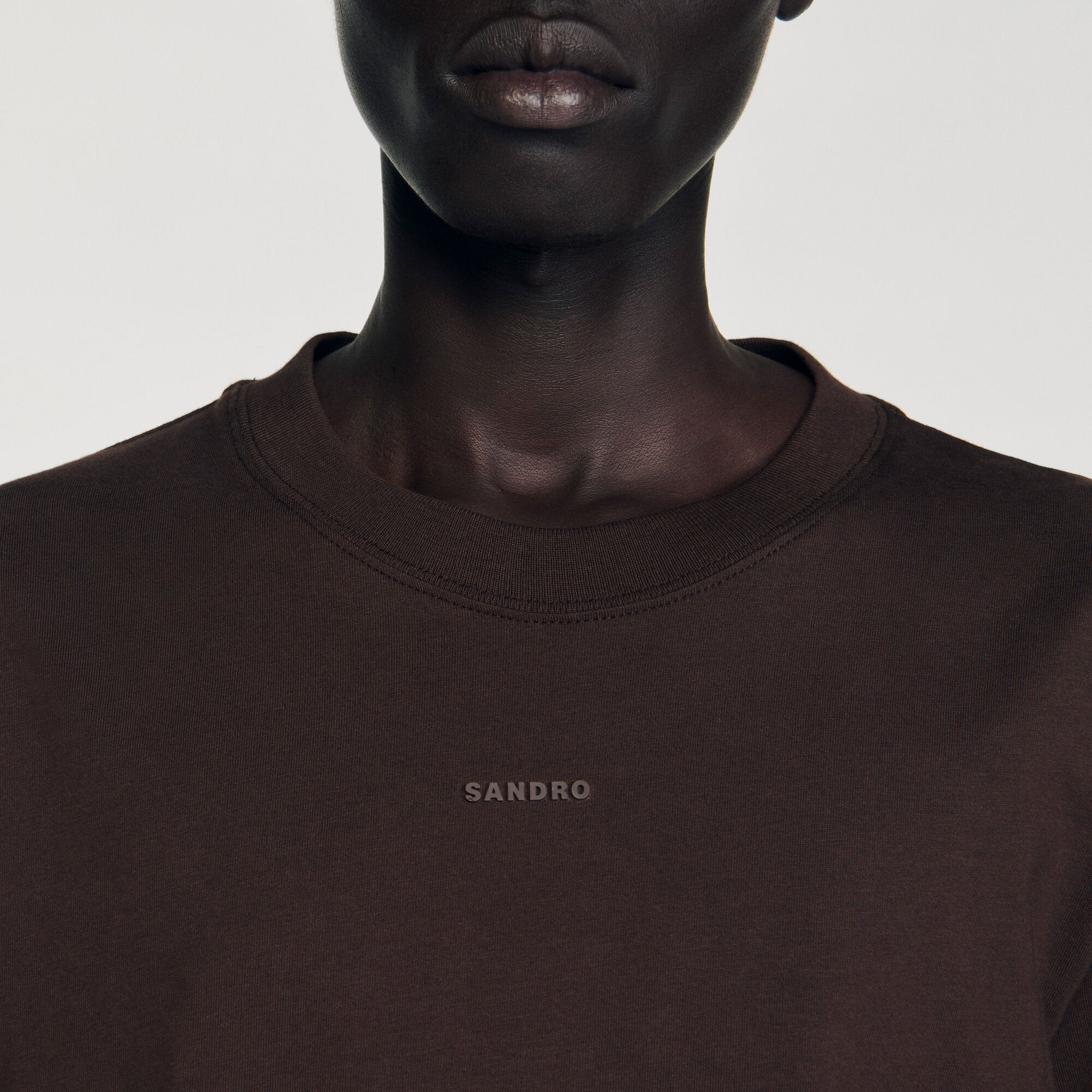 Sandro / Cotton T-shirt with logo Chocolate