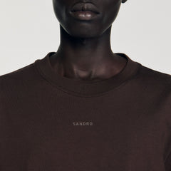 Sandro / Cotton T-shirt with logo Chocolate