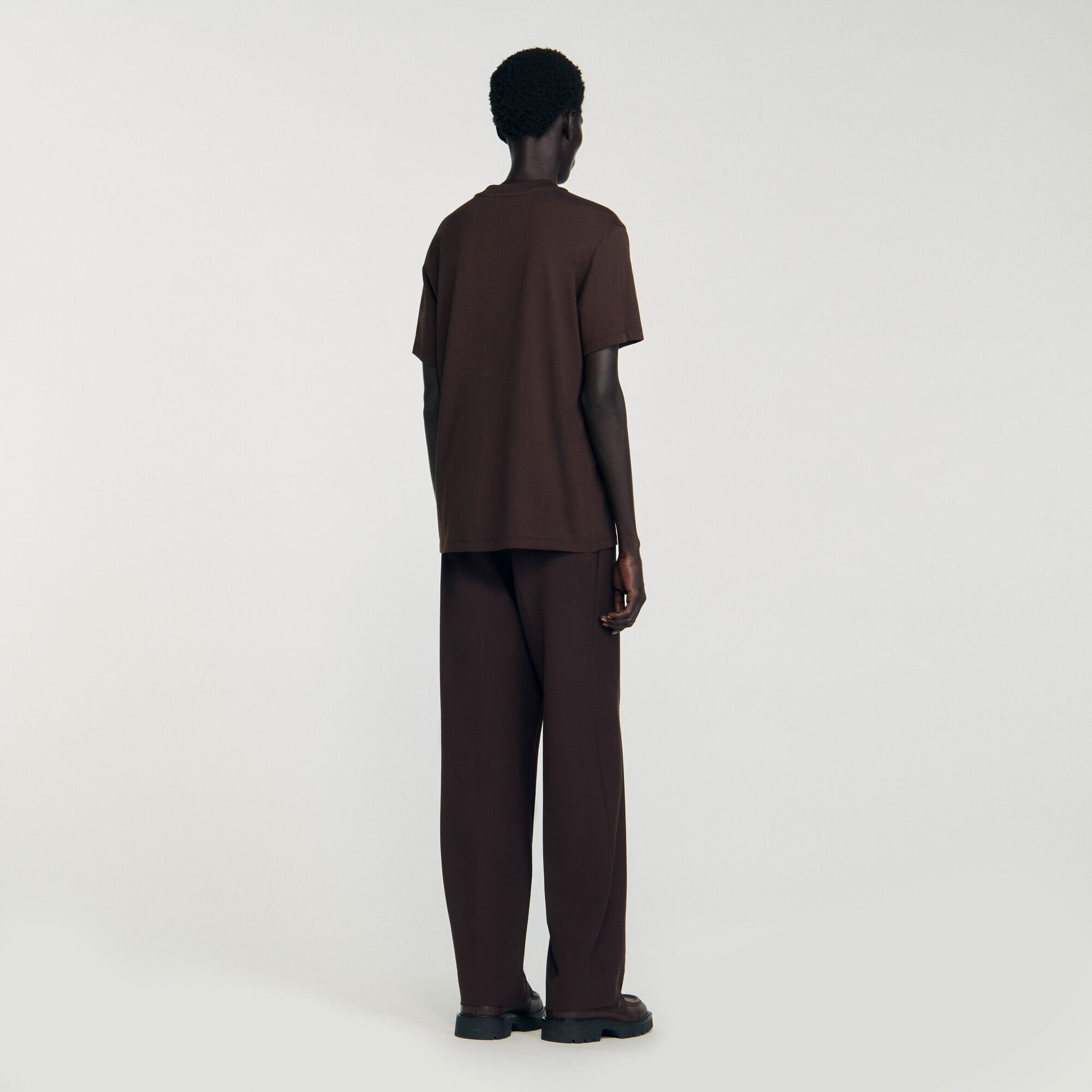 Sandro / Cotton T-shirt with logo Chocolate