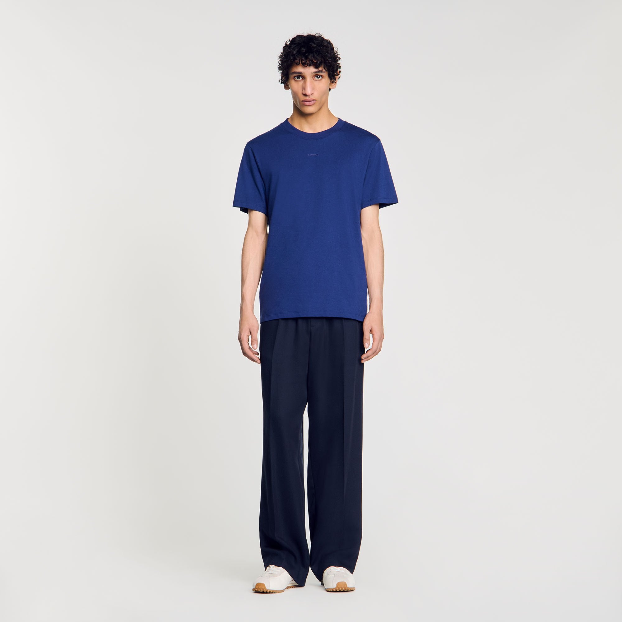 Sandro / Cotton T-shirt with logo Royal Blue