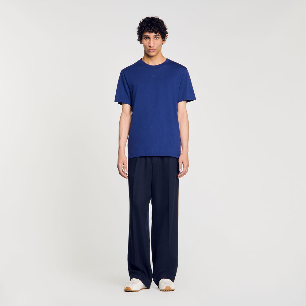 Sandro / Cotton T-shirt with logo Royal Blue