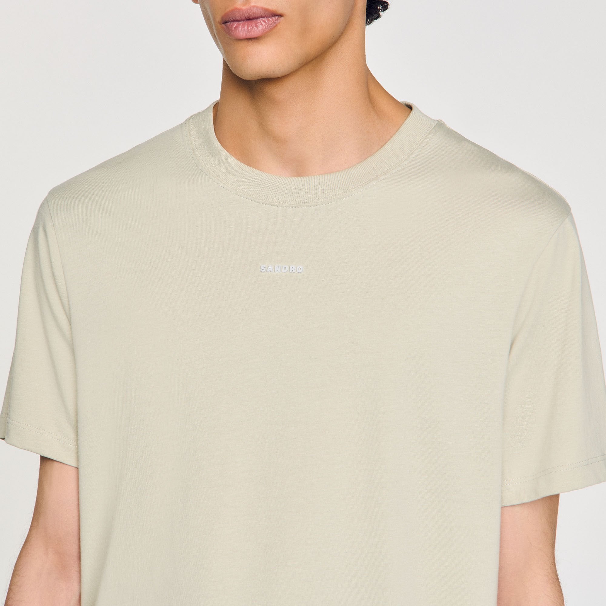 Sandro / Cotton T-shirt with logo Light Kaki.