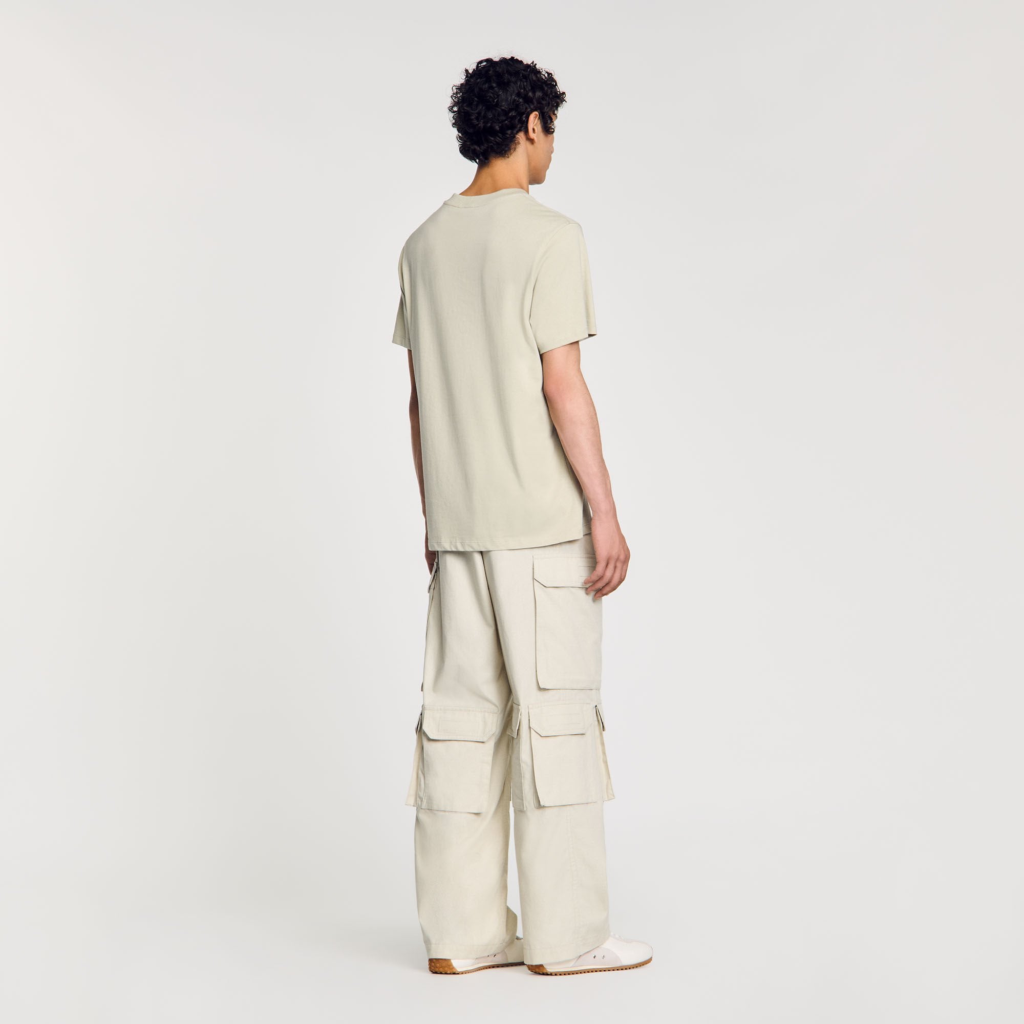 Sandro / Cotton T-shirt with logo Light Kaki.