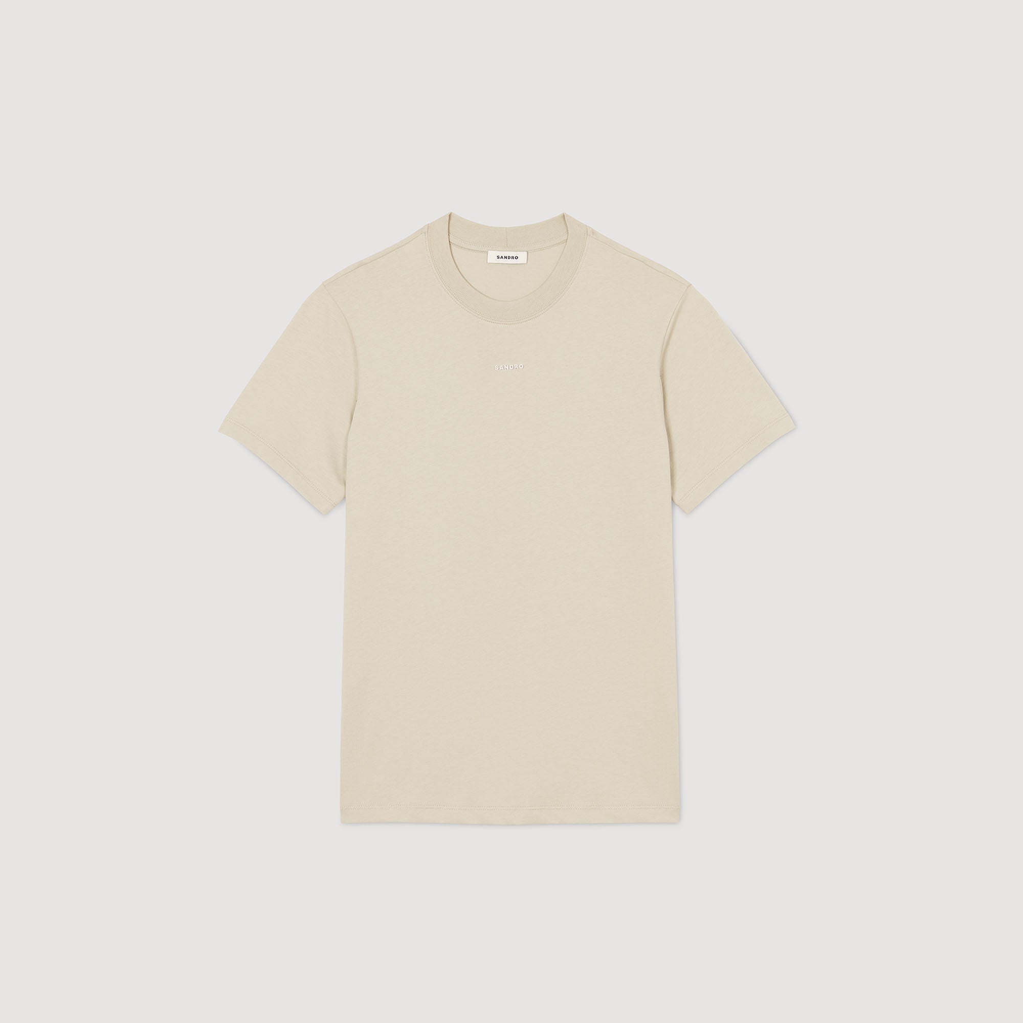 Sandro / Cotton T-shirt with logo Light Kaki.