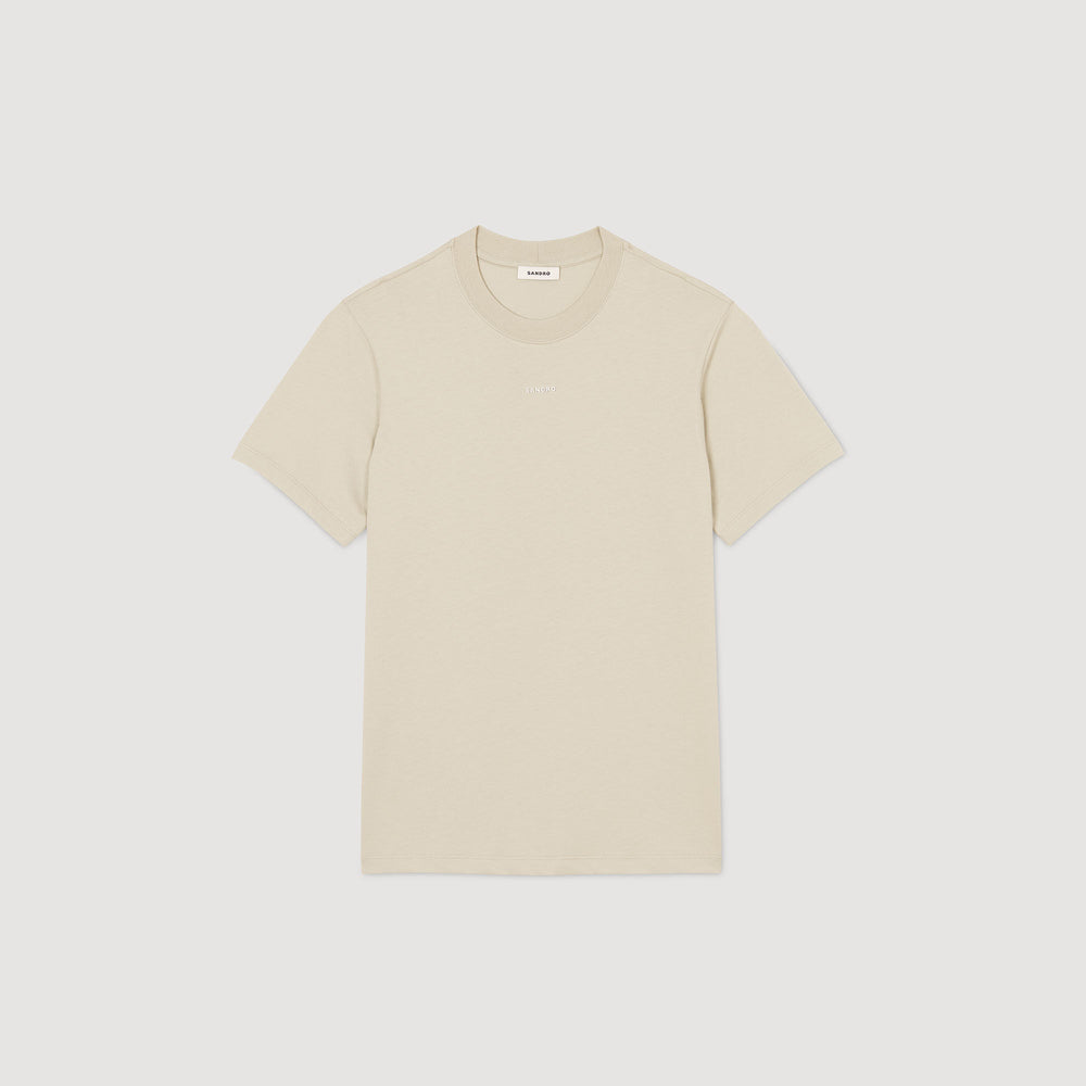 Sandro / Cotton T-shirt with logo Light Kaki.