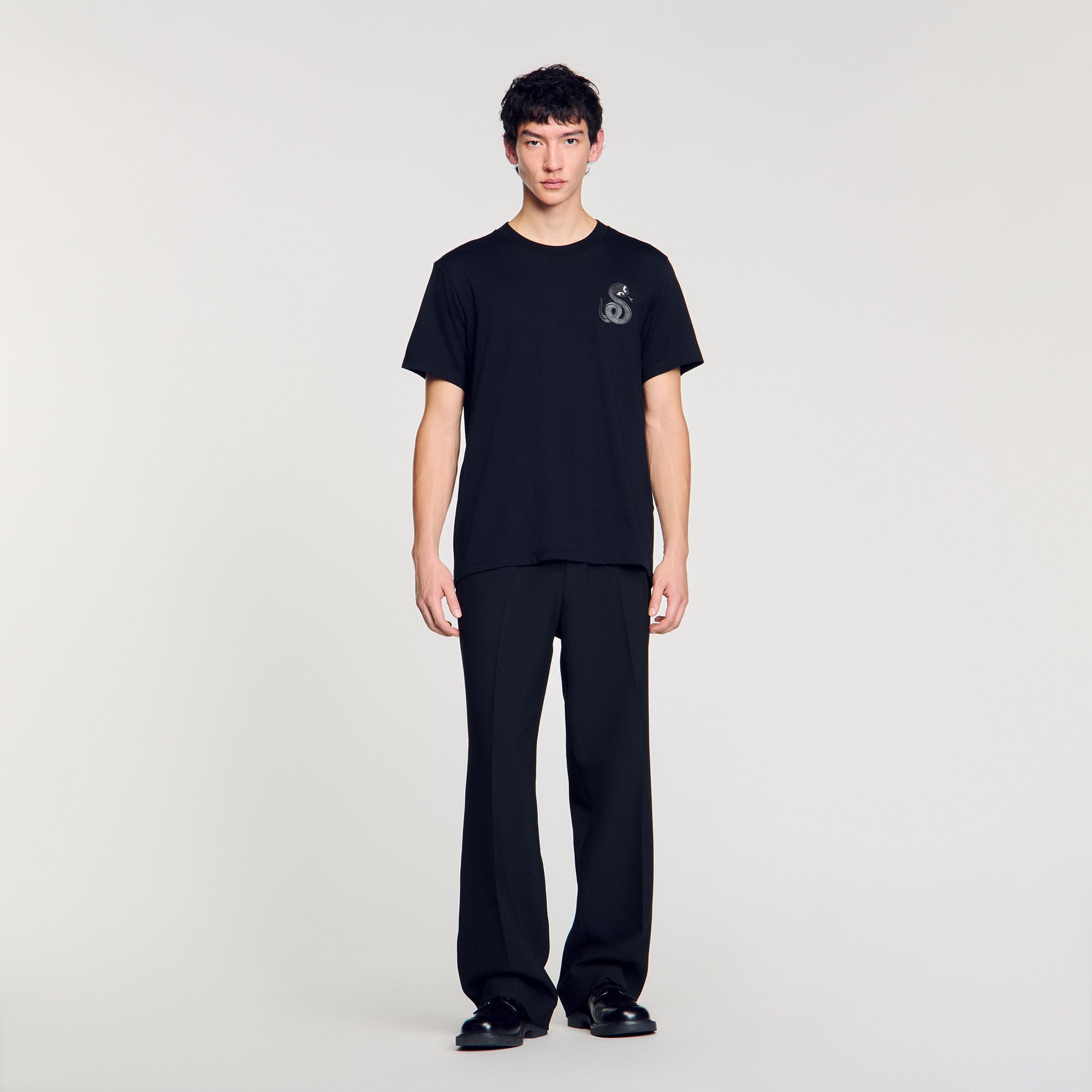 Sandro / T-shirt with snake detail Black