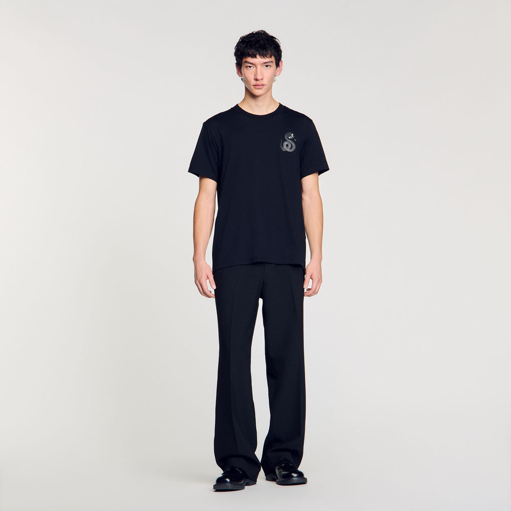 Sandro / T-shirt with snake detail Black