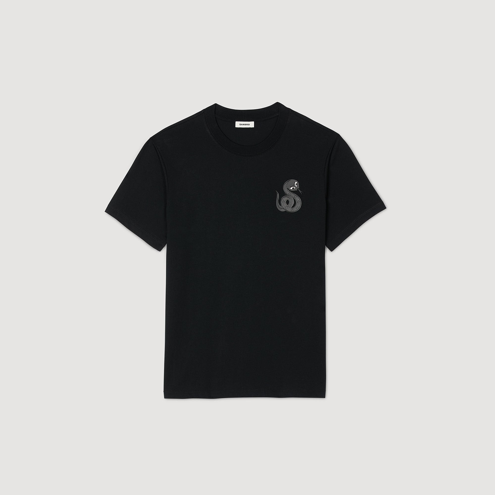 Sandro / T-shirt with snake detail Black